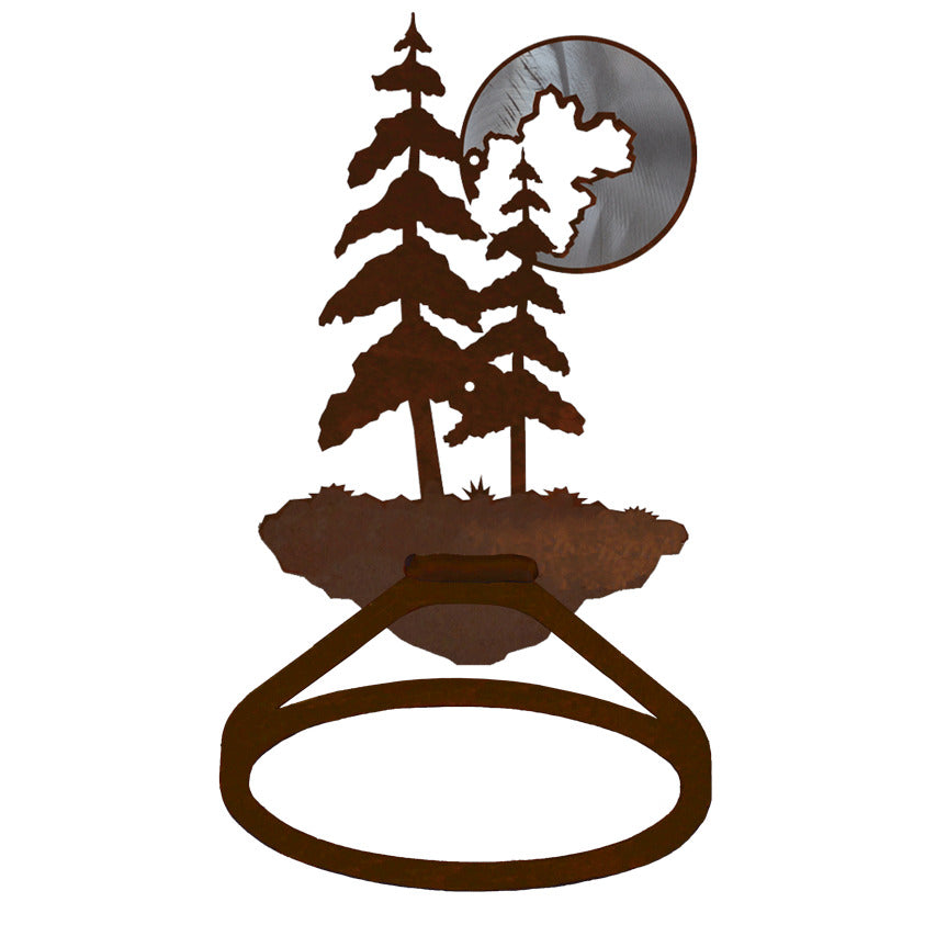 BA-8353 Pine & Moon Towel Ring Burnished