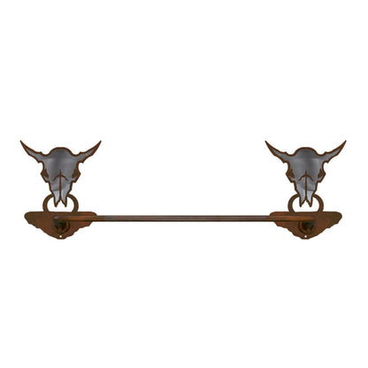 Buffalo Skull Hand Towel Bar Burnished