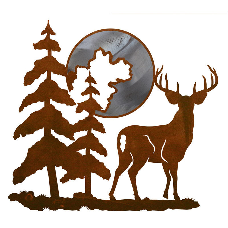 Deer & Moon 20" Burnished Wall Art