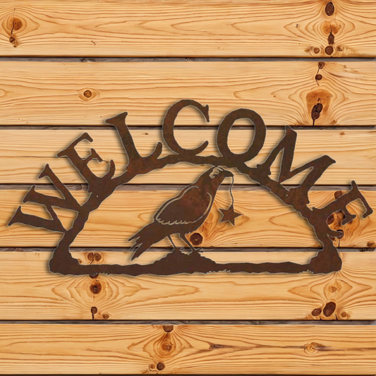 WE-9607 Crow Horizontal Welcome Sign