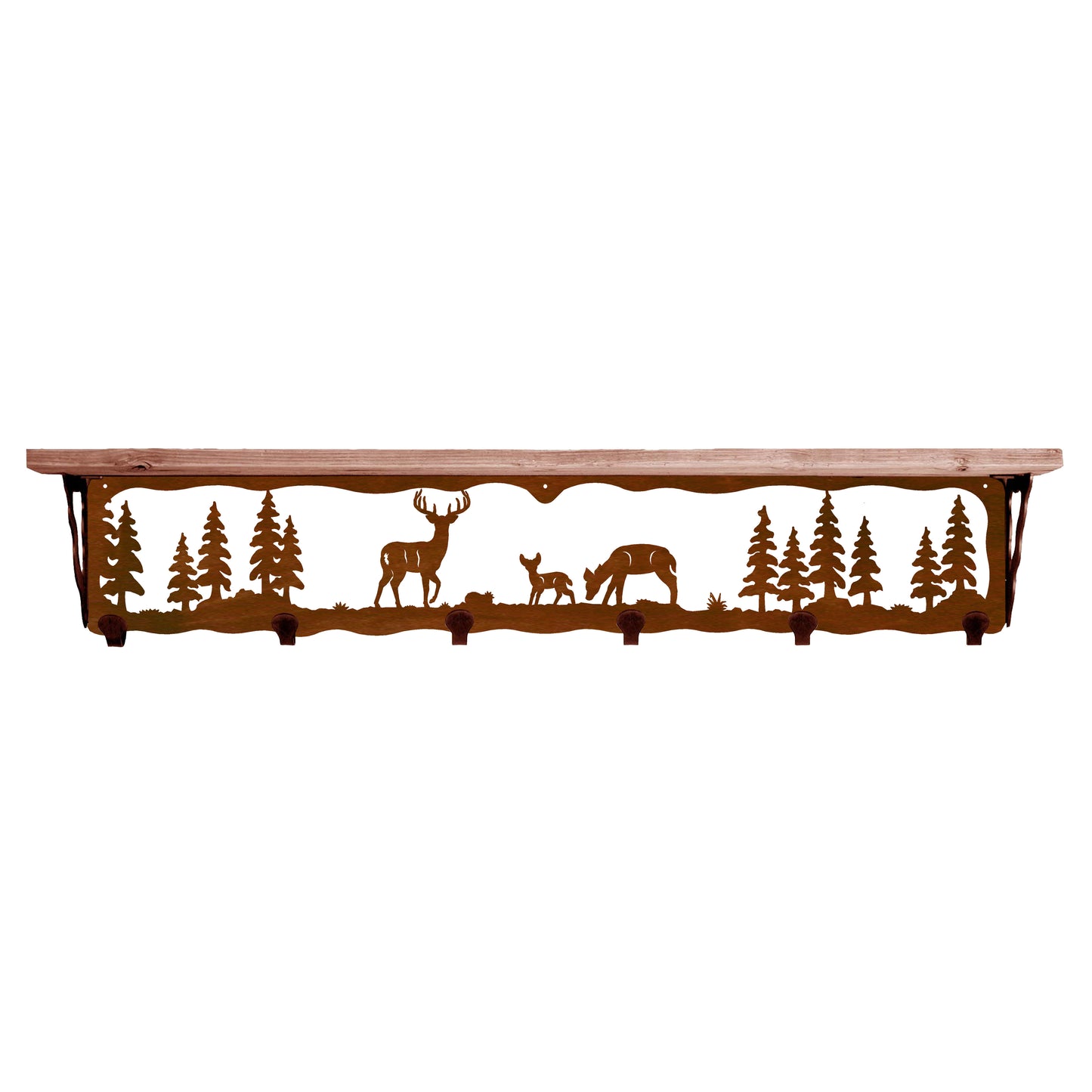 Deer Family 42" Coat Hook Shelf