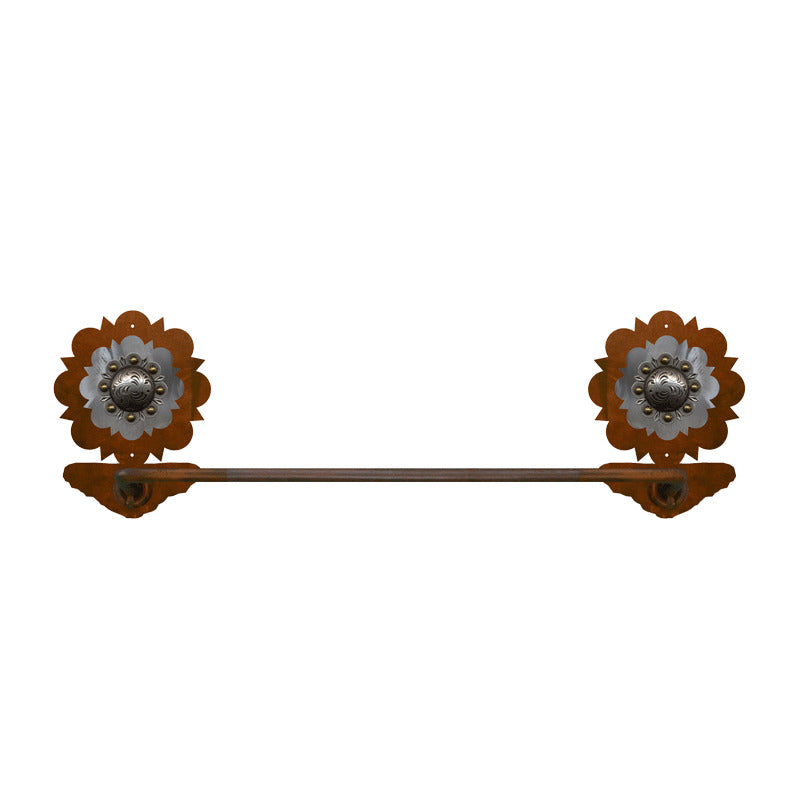 Round Silver Pico Concho Hand Towel Bar