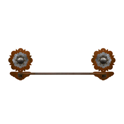 Round Silver Pico Concho Hand Towel Bar