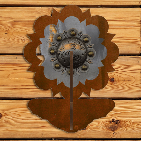CH-4216 Round Pico Silver Concho Double Coat Hook
