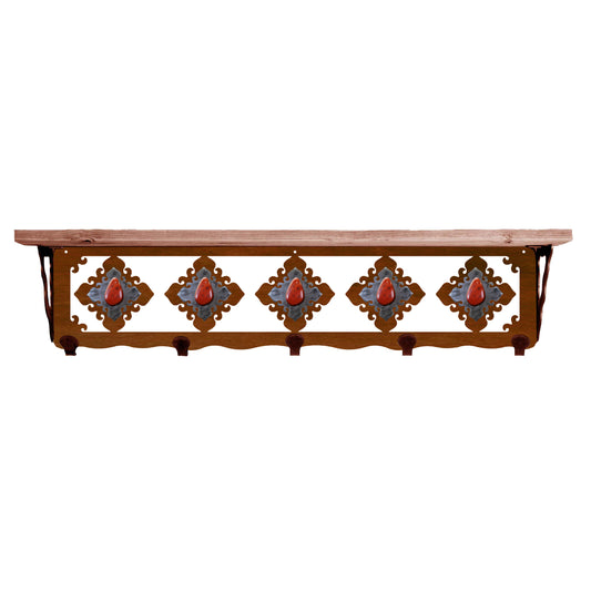 Red Jasper Stone 34" Coat Hook Shelf
