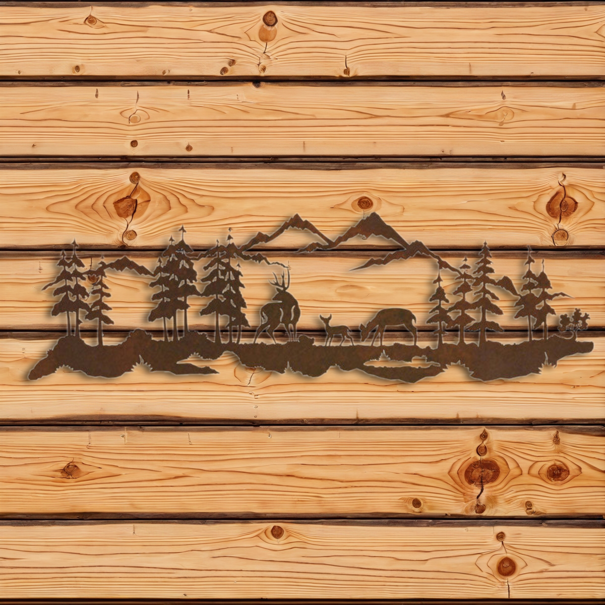 WA-4250 Deer Family Wall Art - 42"