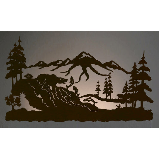 Fishing Bear 42" Back Lite Wall Art