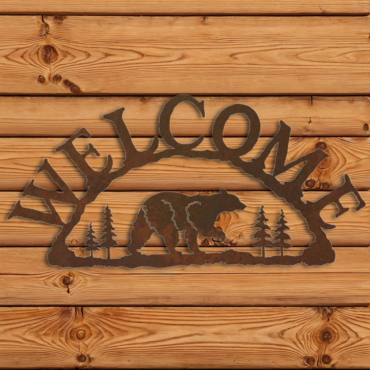 WE-9602 Bear Horizontal Welcome Sign