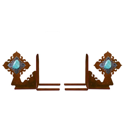 BE-5046 Turquoise Stone Burnished Book Ends