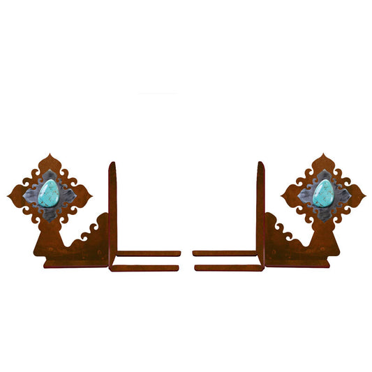 BE-5046 Turquoise Stone Burnished Book Ends