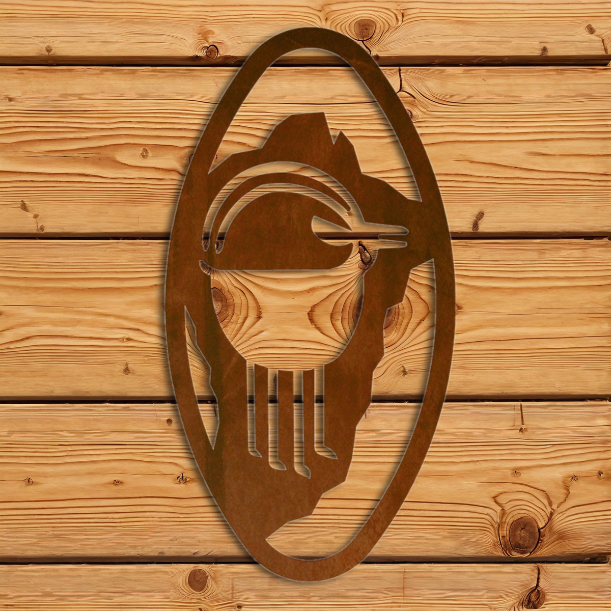 WA-72095 Ram Goat Oval Vertical Wall Art