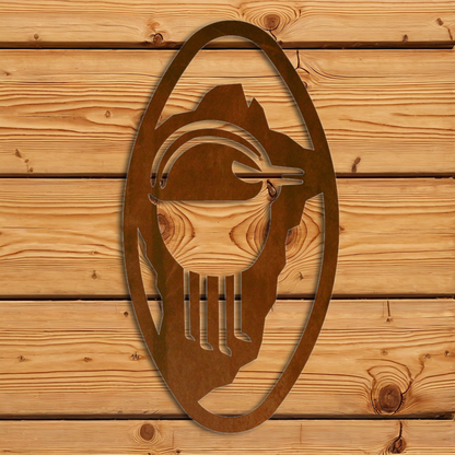 WA-72095 Ram Goat Oval Vertical Wall Art