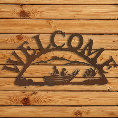 WE-9656 Row Boat Horizontal Welcome Sign