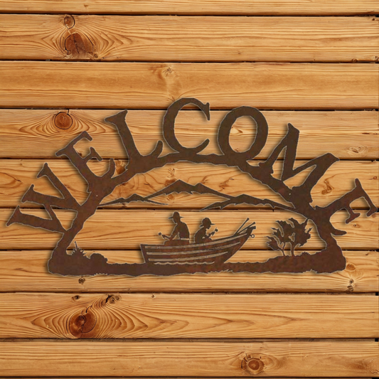 WE-9656 Row Boat Horizontal Welcome Sign