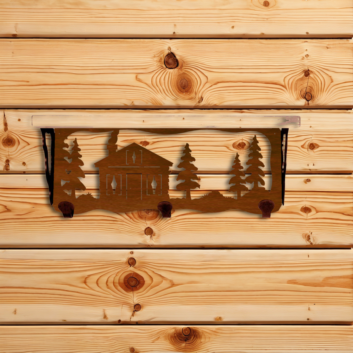SW-3704 Cabin in the Pines 20" Coat Hook Shelf