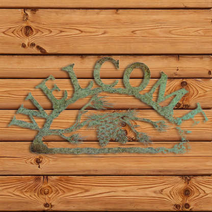 WE-9629 Pine Cone Horizontal Welcome Sign