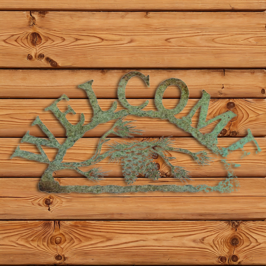 WE-9629 Pine Cone Horizontal Welcome Sign