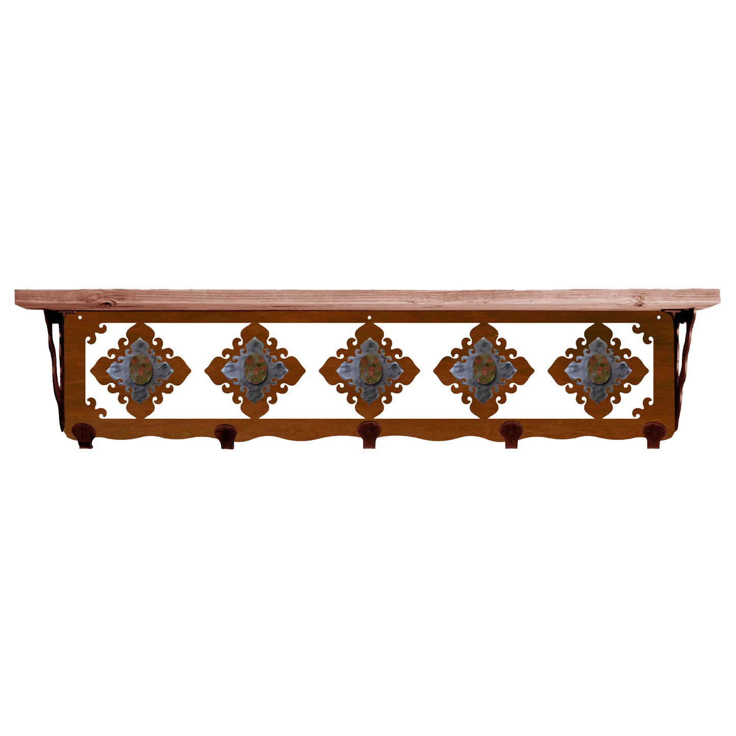 Unakite Stone 34" Coat Hook Shelf