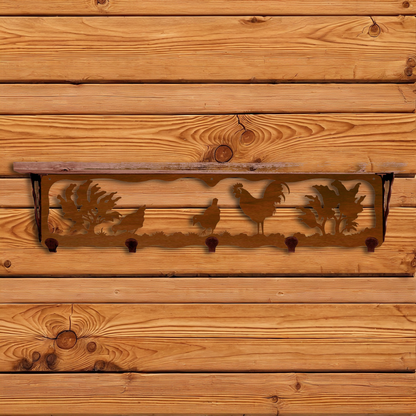 SW-4766 Rooster 34" Coat Hook Shelf