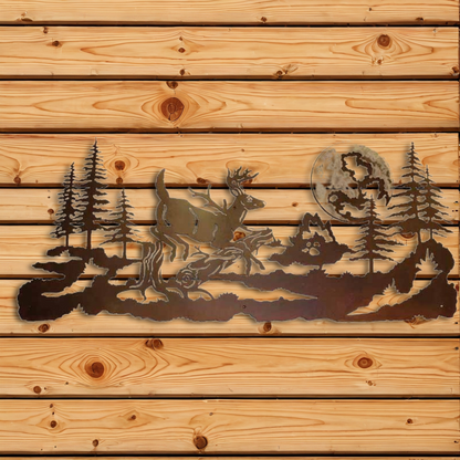 WAB-6040 Deer 57" Burnished Wall Art