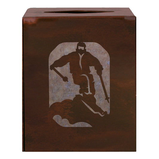 Skier Square Tissue Box Cover