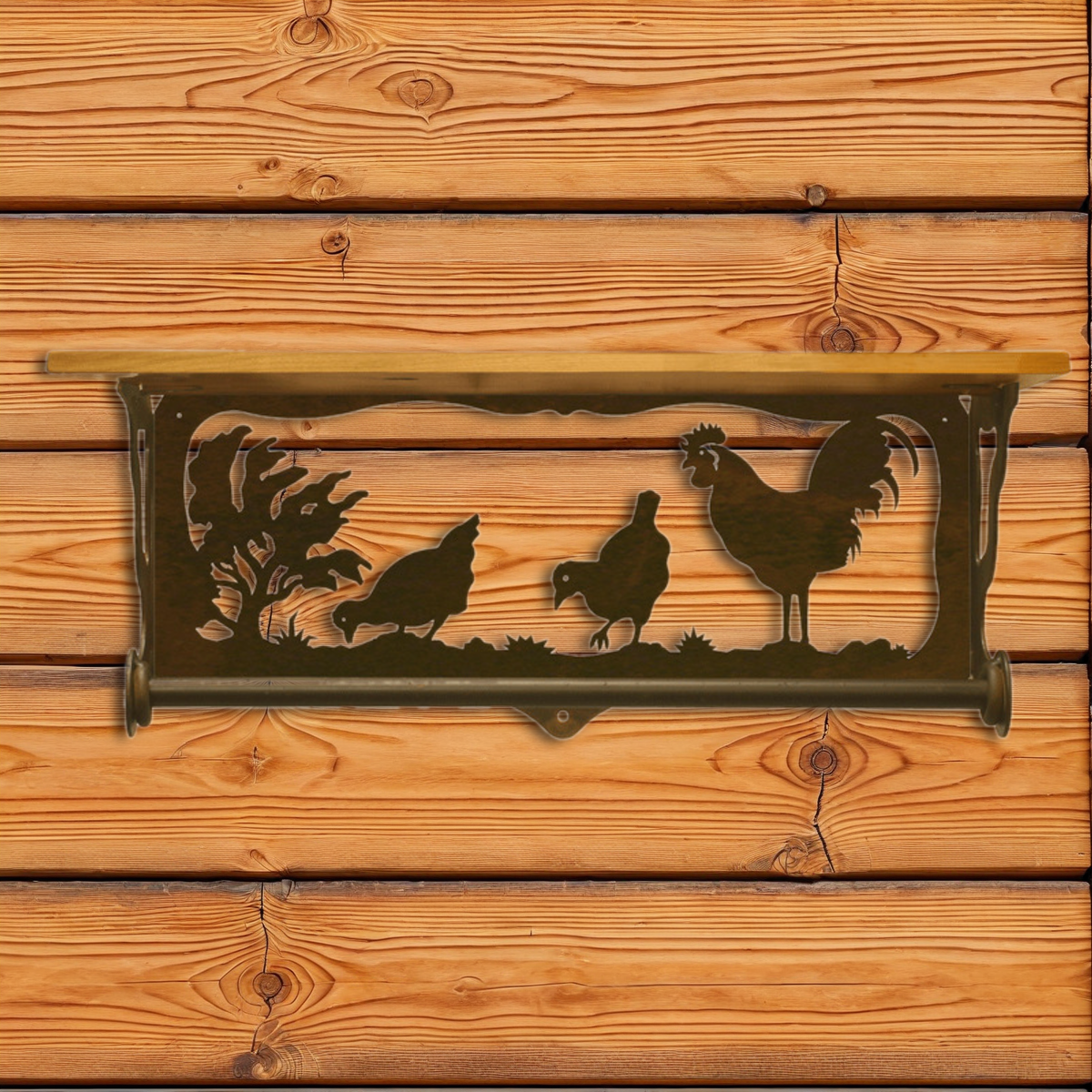 BA-2038 Rooster/Hen 20" Hand Towel Bar Shelf