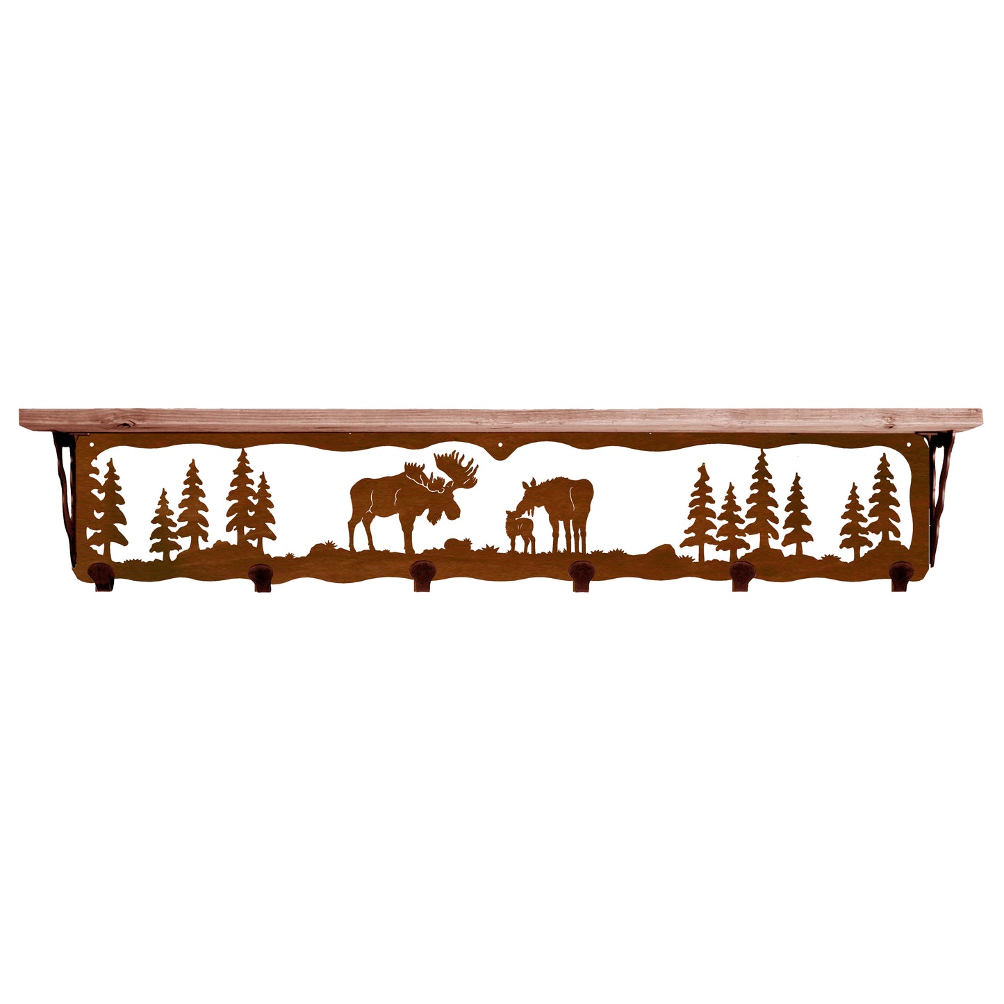 Moose Family 42" Coat Hook Shelf