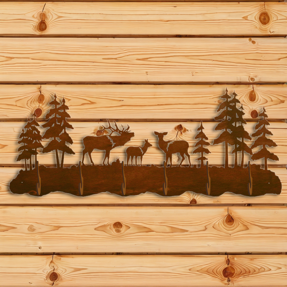 CH-5760 Elk Family Scenic Six Hook