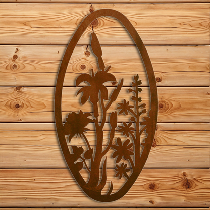 WA-72110 Wild Flowers Oval Vertical Wall Art