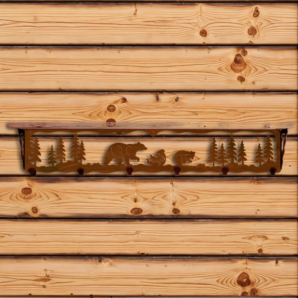 SW-5750 Bear Family 42" Coat Hook Shelf