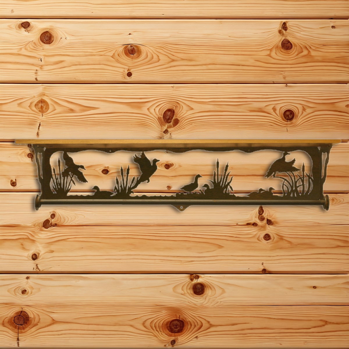 BA-3418 Ducks in Cattails 34" Towel Bar Shelf