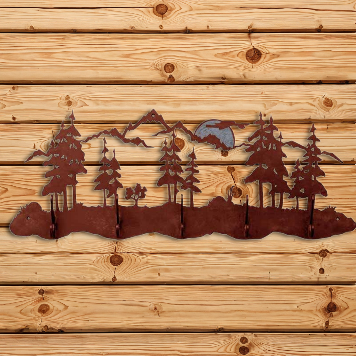 CH-6570 Mountain Scenic Five Hook Burnished