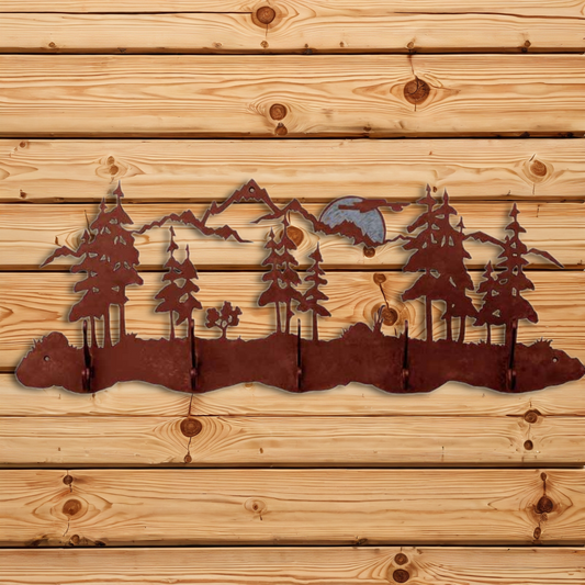 CH-6570 Mountain Scenic Five Hook Burnished