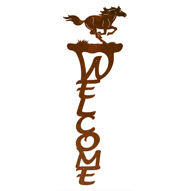 Wild Horse Vertical Welcome Sign