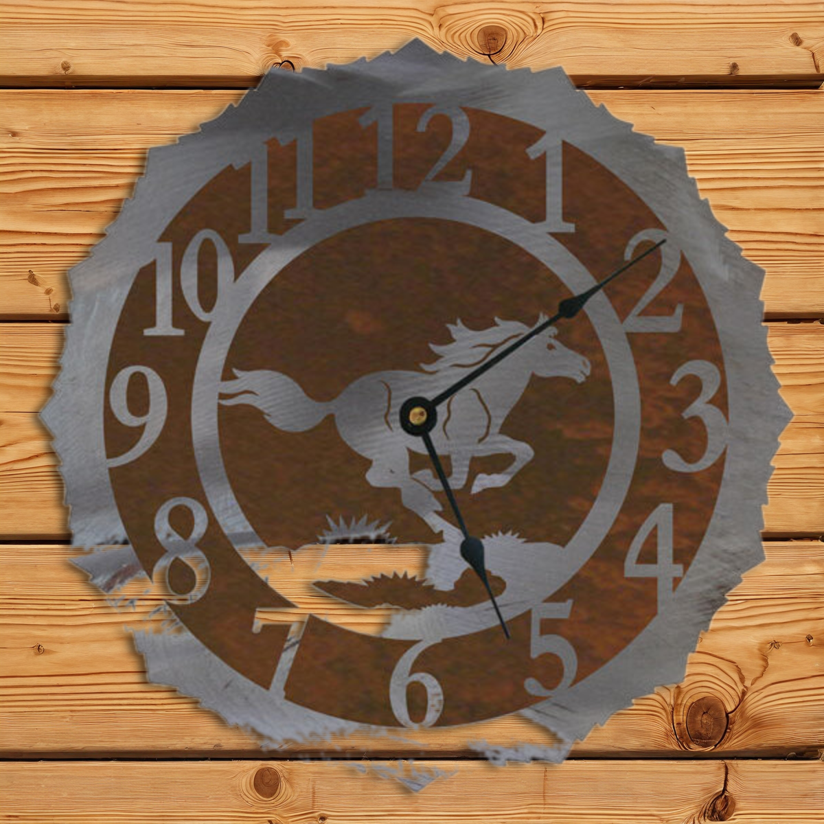 CL-5114 Wild Horse 12" Round Clock