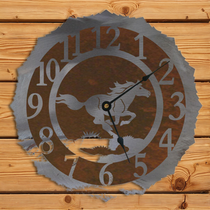 CL-5114 Wild Horse 12" Round Clock