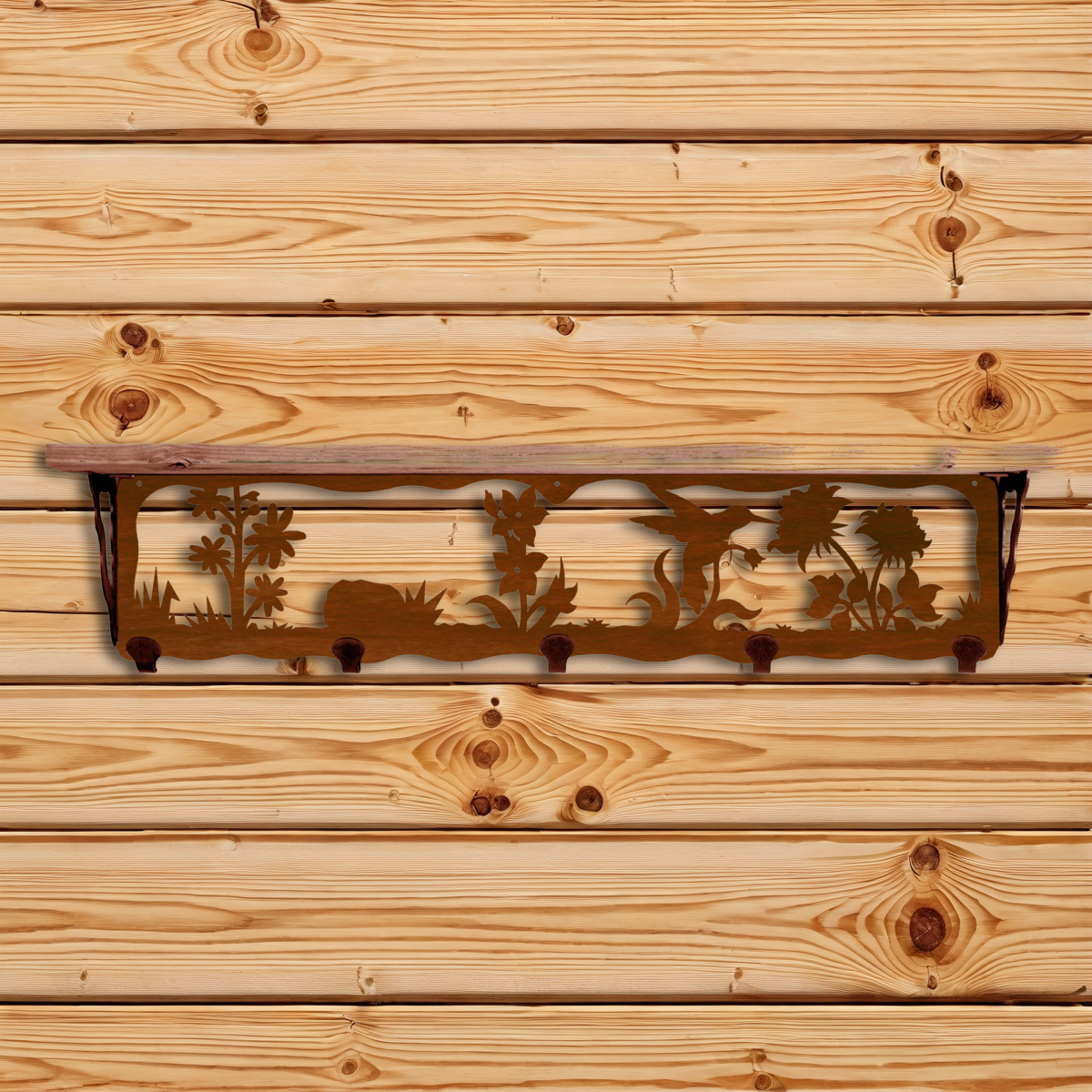 SW-4718 Hummingbird 34" Coat Hook Shelf