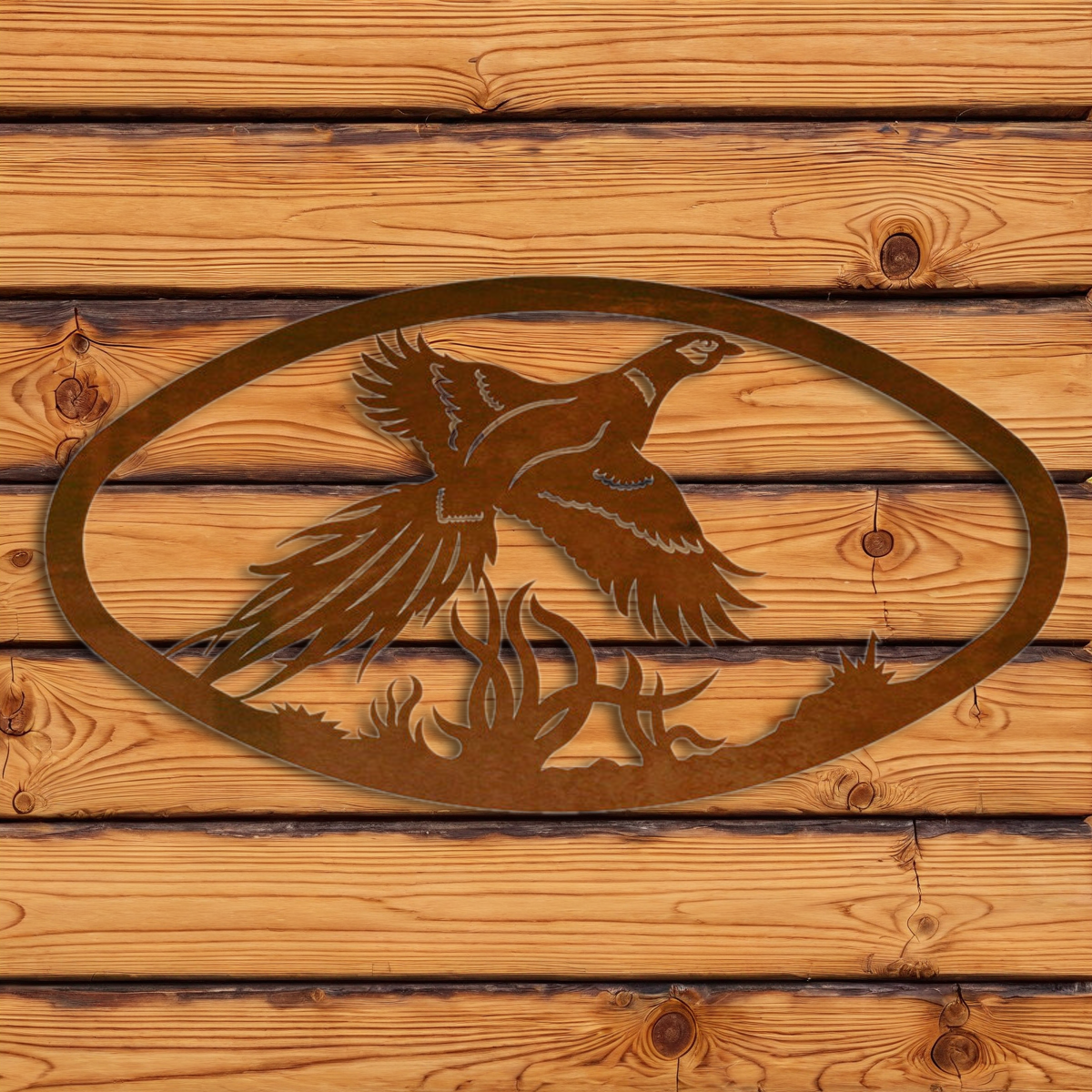 WA-73064 Pheasant Oval Wall Art Horizontal