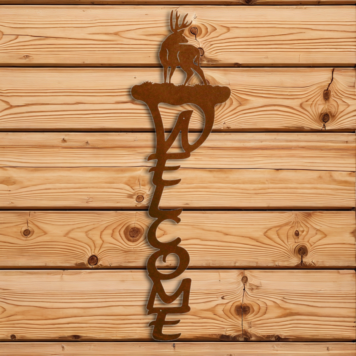 WE-2008 Mule Deer Vertical Welcome Sign