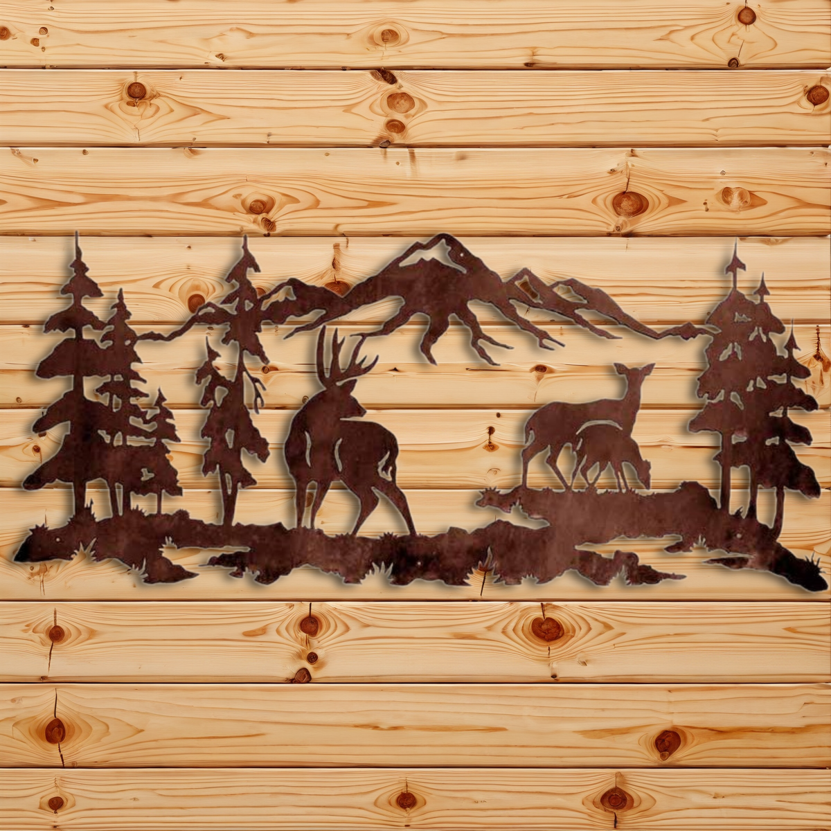 WA-6003 Deer Family Wall Art - 57"