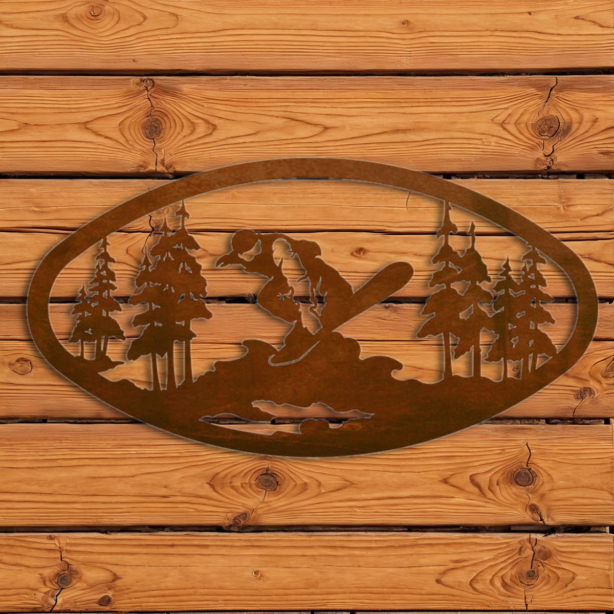 WA-73082 Snowboarder Oval Wall Art Horizontal