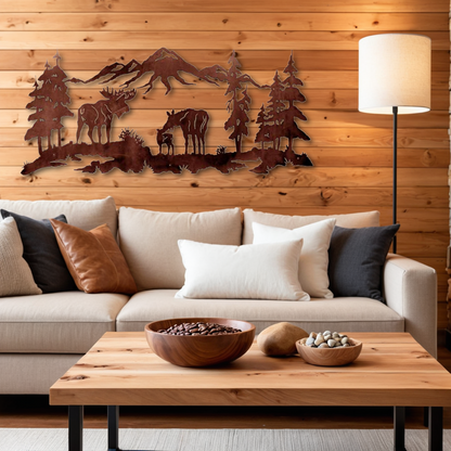 Moose Family Wall Art - 57"