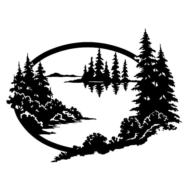 Mountain Lake Oval Wall Art Horizontal