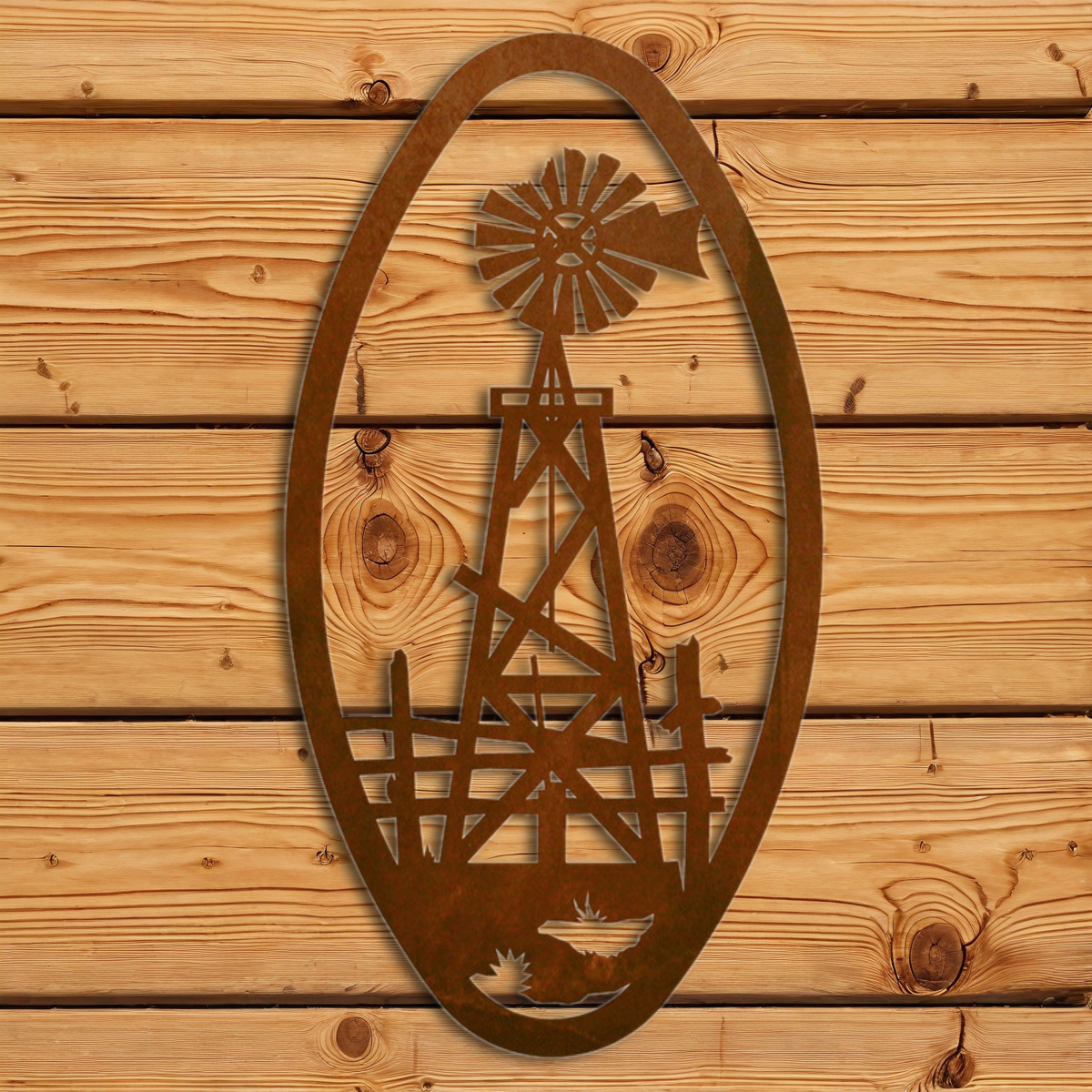 WA-72120 Windmill Oval Vertical Wall Art