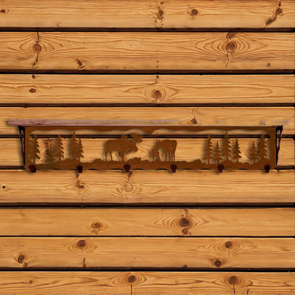 SW-5764 Moose Family 42" Coat Hook Shelf