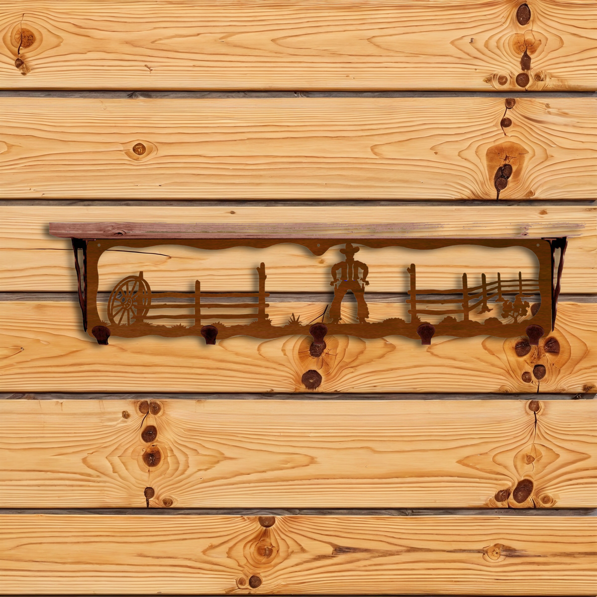 SW-4756 Cowboy 34" Coat Hook Shelf