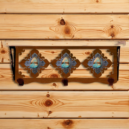 SW-3769 Turquoise Stone 20" Coat Hook Shelf