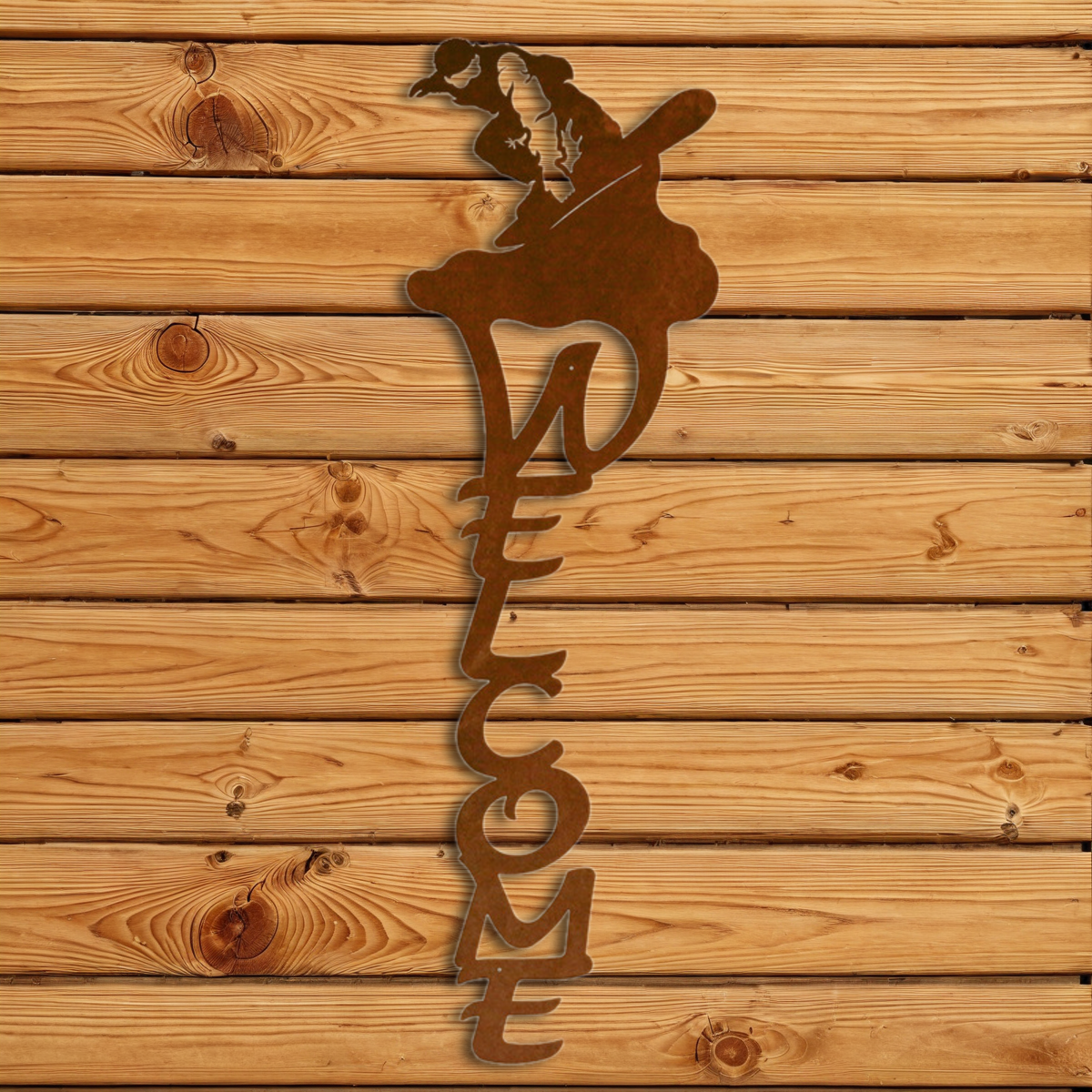 WE-2087 Snowboarder Vertical Welcome Sign
