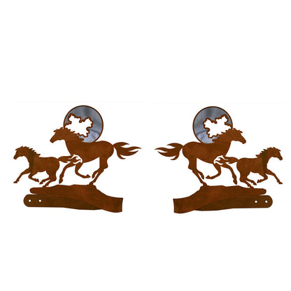DR-9030 Horse & Moon Tie Backs Burnished