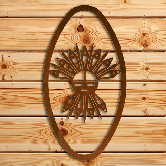 WA-72130 Sand Painting Moon Oval Vertical Wall Art